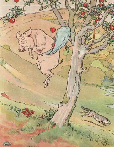 The little pig jumped down The little pig jumped down