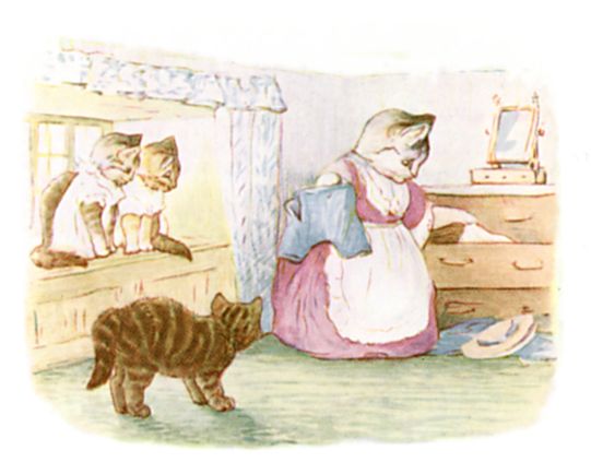 She took all sorts of elegant uncomfortable clothes out of a chest of drawers, in order to dress up her son Thomas. She took all sorts of elegant uncomfortable clothes out of a chest of drawers, in order to dress up her son Thomas.