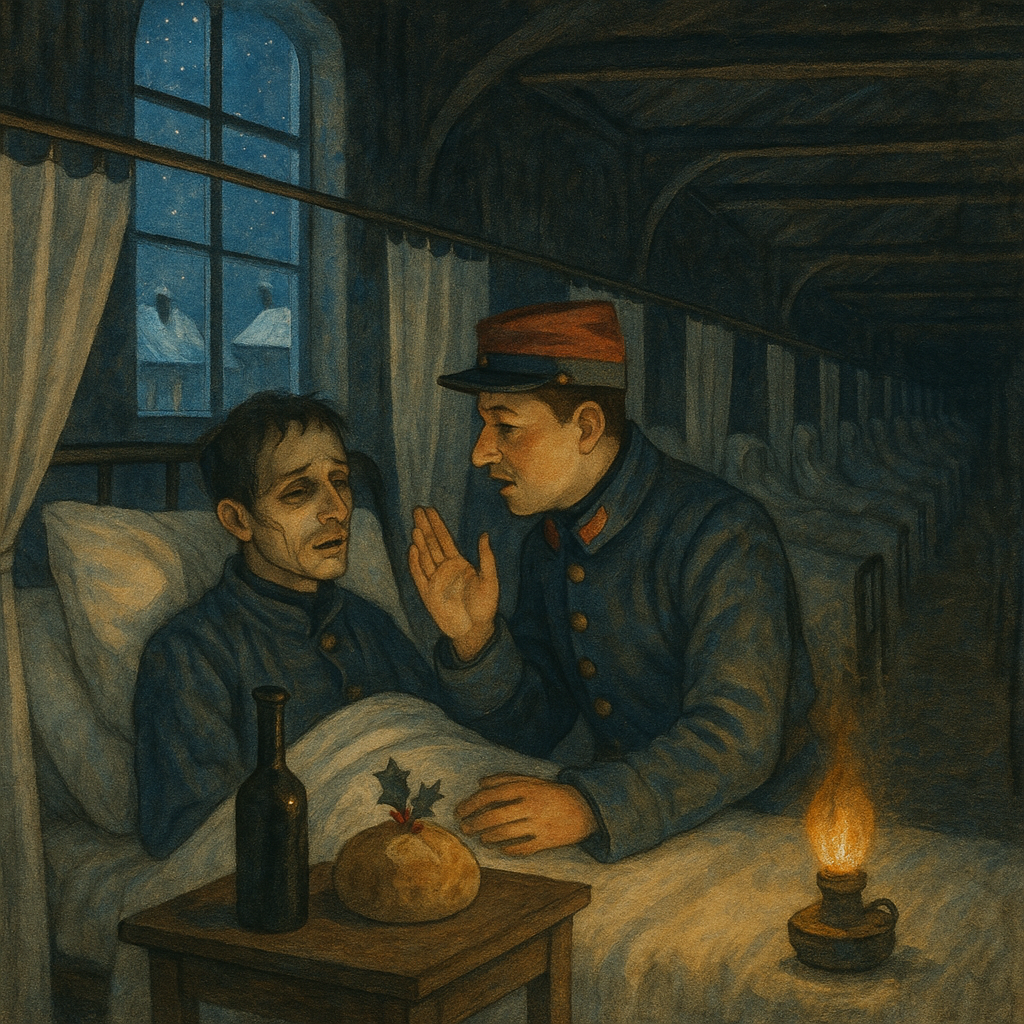 Salvette sings a Provençal carol to ailing Bernadou by candlelight in "A Christmas Eve in Exile"