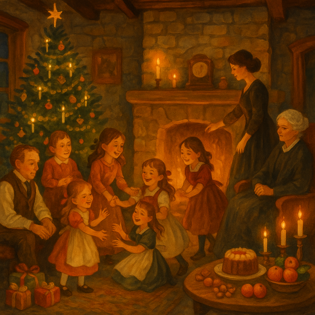 A warm Christmas gathering by the fireside in Christmas at Melrose by Leslie Pinckney Hill