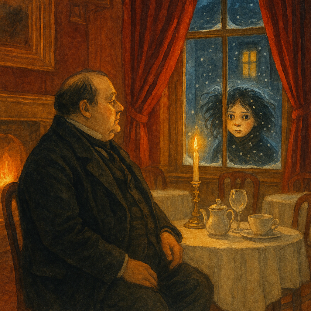 A lonely bachelor spots a pale girl's face at the window in Mr. Bluff's Experiences Of Holidays