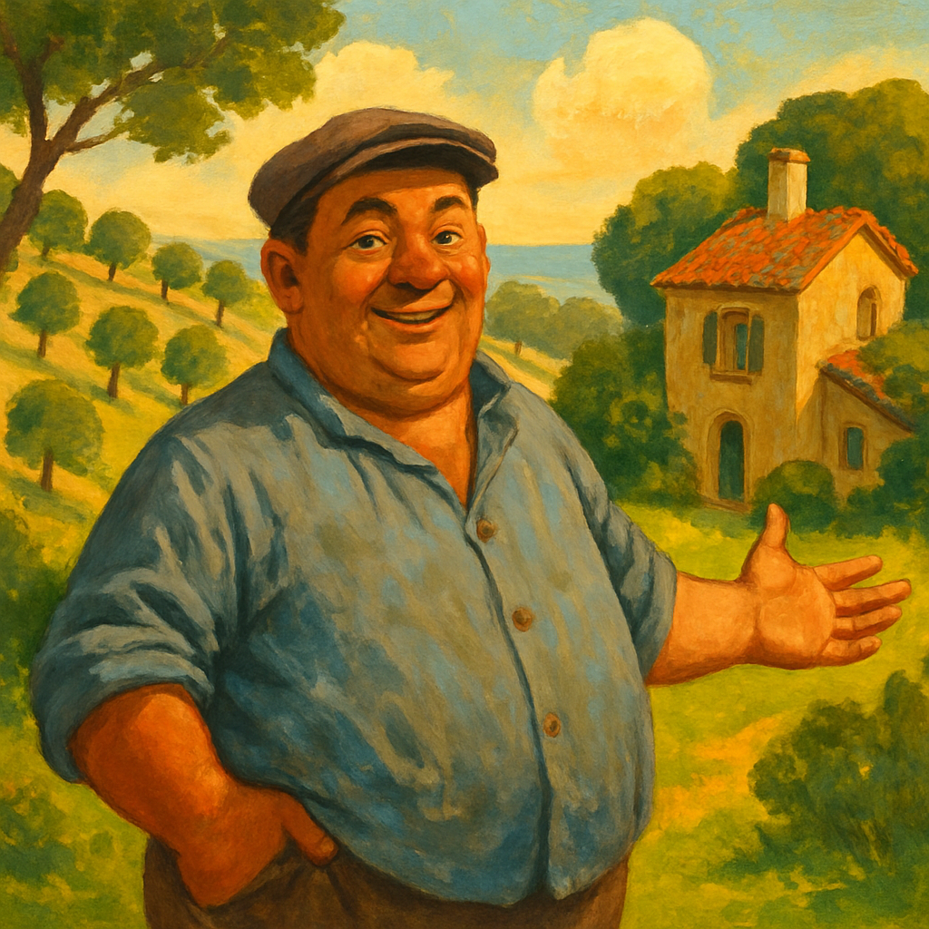 M. Loyal Devasseur proudly surveys his hillside estate in Our French Watering-Place by Charles Dickens.
