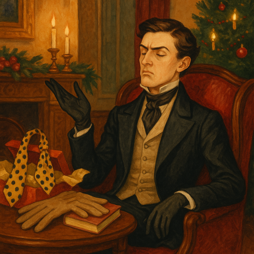 An Edwardian dandy regards unwanted Christmas gifts with disdain, in "Reginald on Christmas Presents" by Saki.